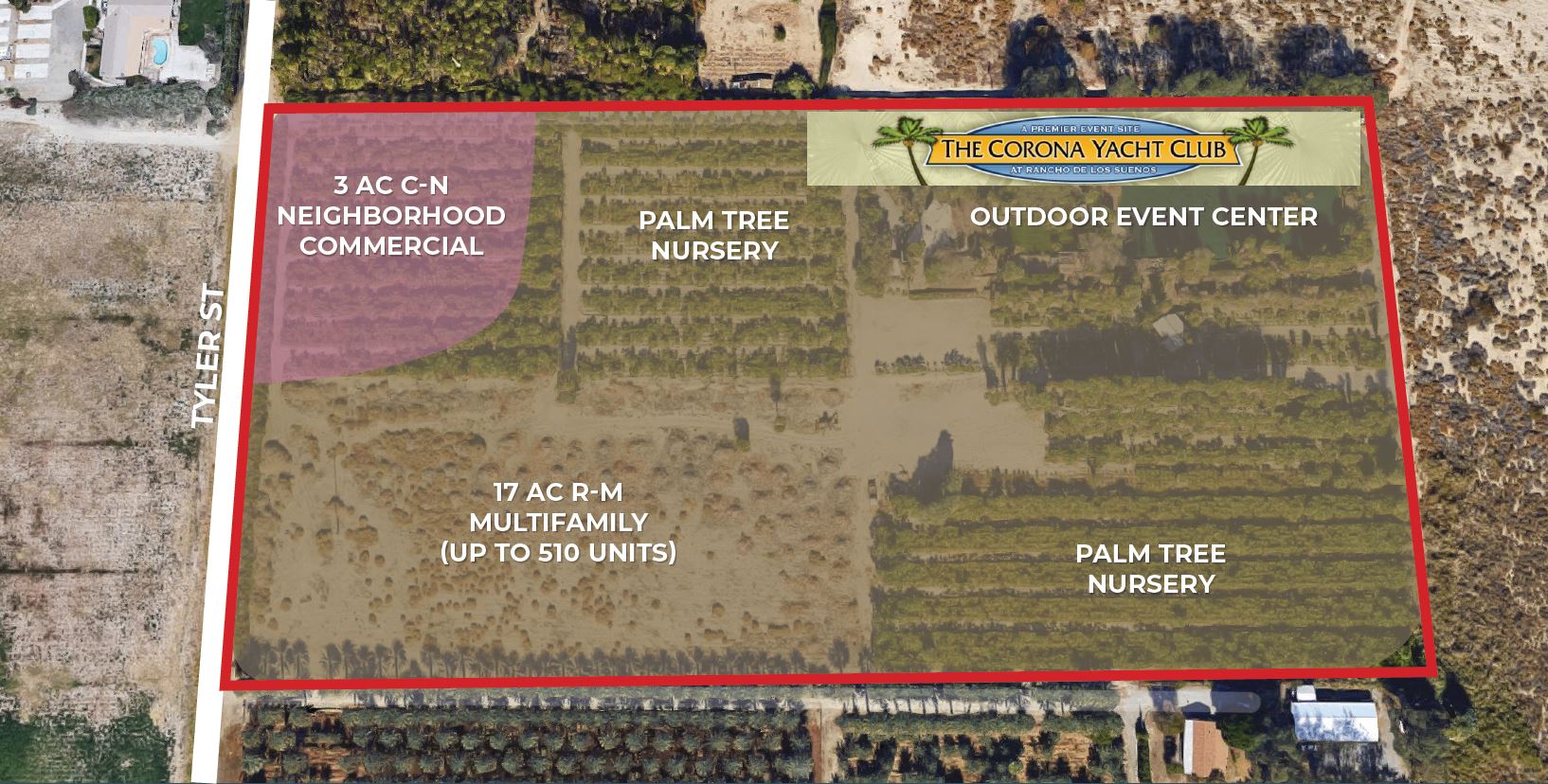 zoning and aerial map of 20 ac corona yacht club