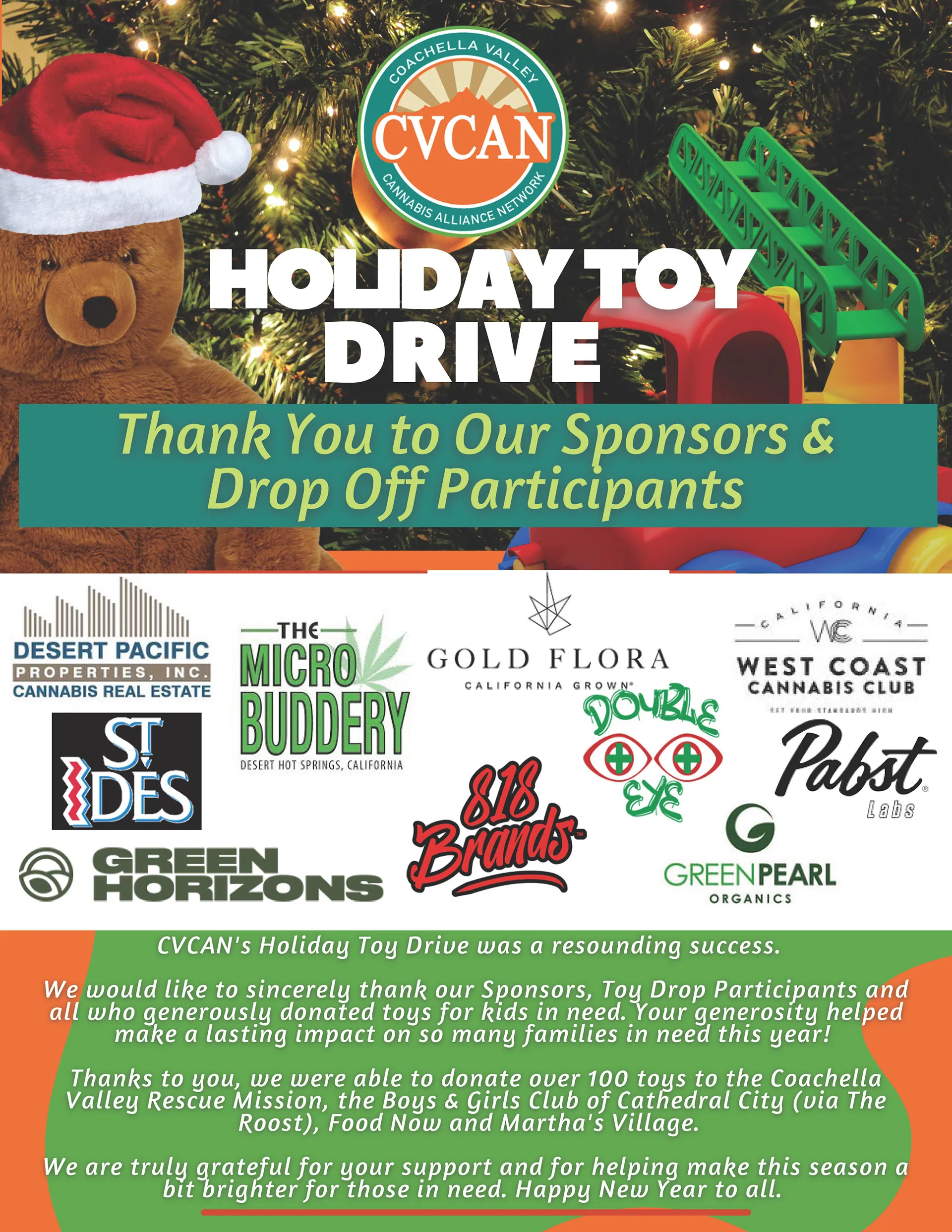 Toy Drive Sponsors Thank You 2024